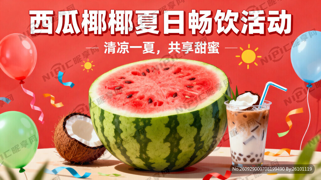  一张西瓜椰椰活动海报
