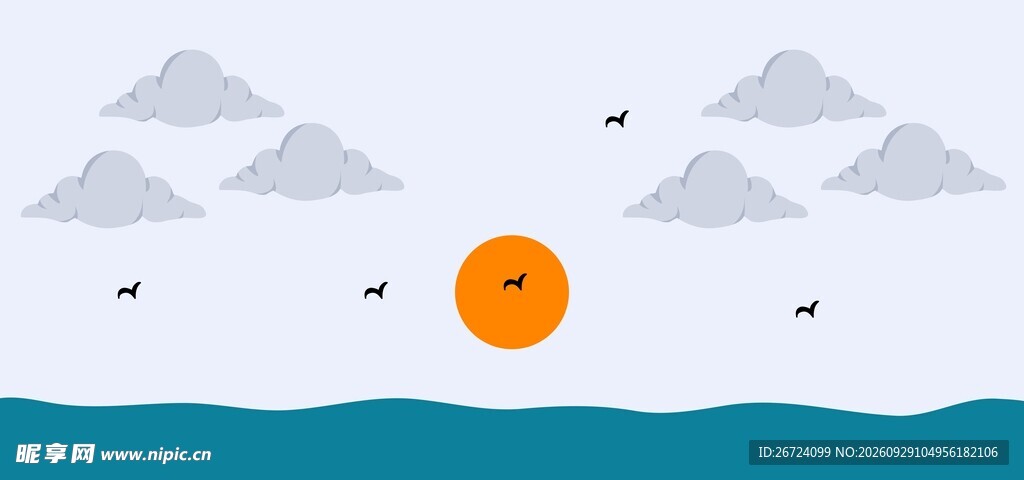海边日落插画