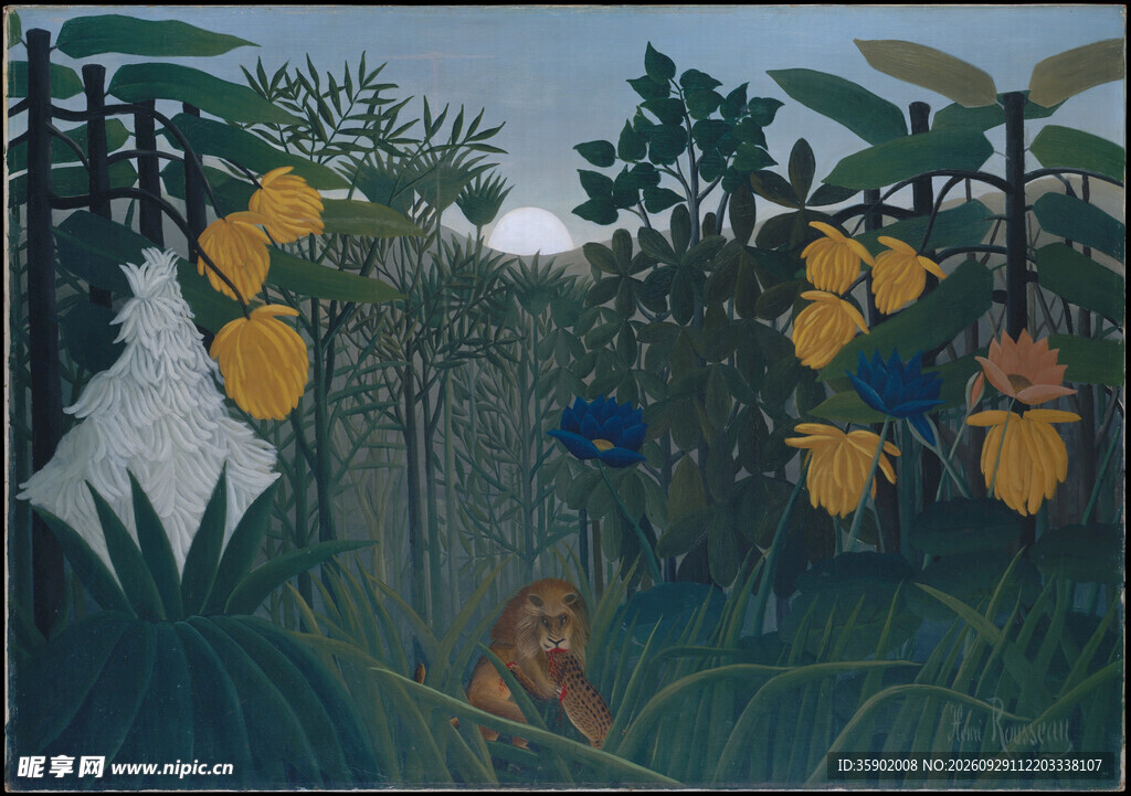 热带丛林风景油画