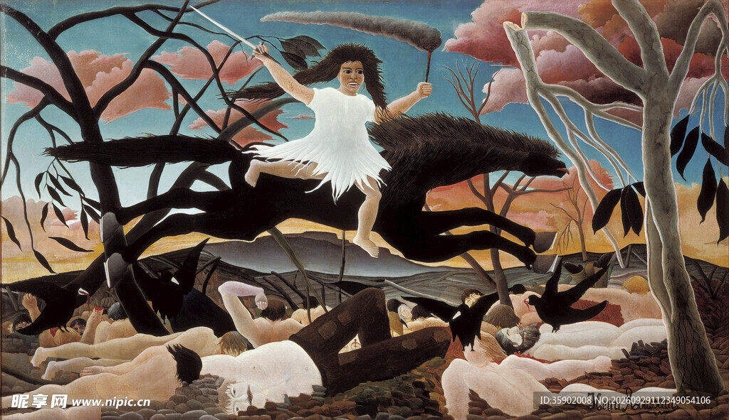林间少女嬉戏油画