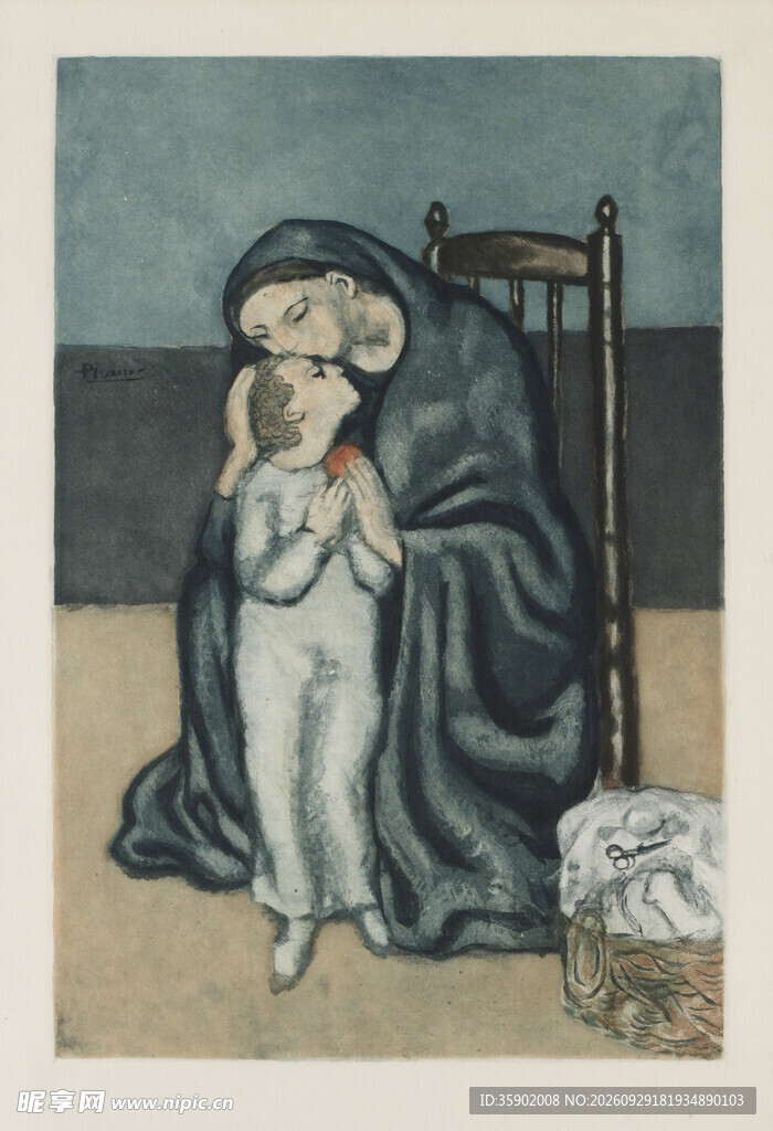 复古母子装饰版画