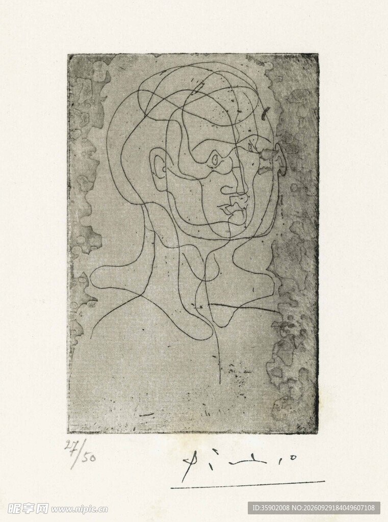 抽象人像线条版画