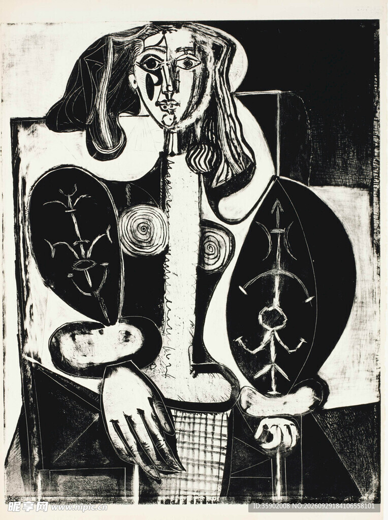 毕加索抽象人物版画