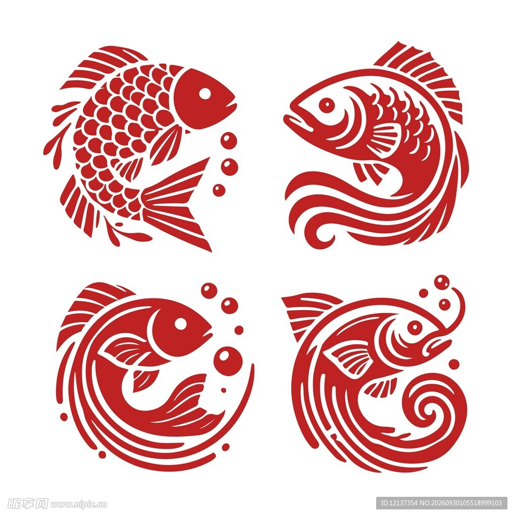 红色锦鲤纹样