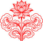 中式传统吉祥莲花纹样
