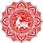 九色鹿传统团花剪纸