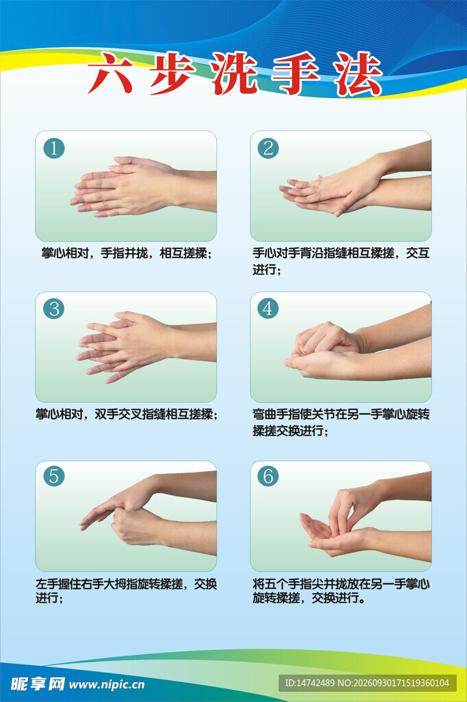 六步洗手法海报
