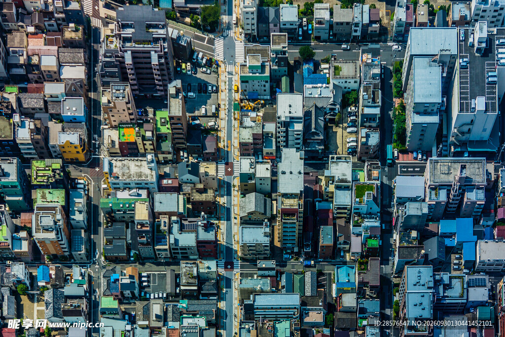 高空俯瞰城市街区全景