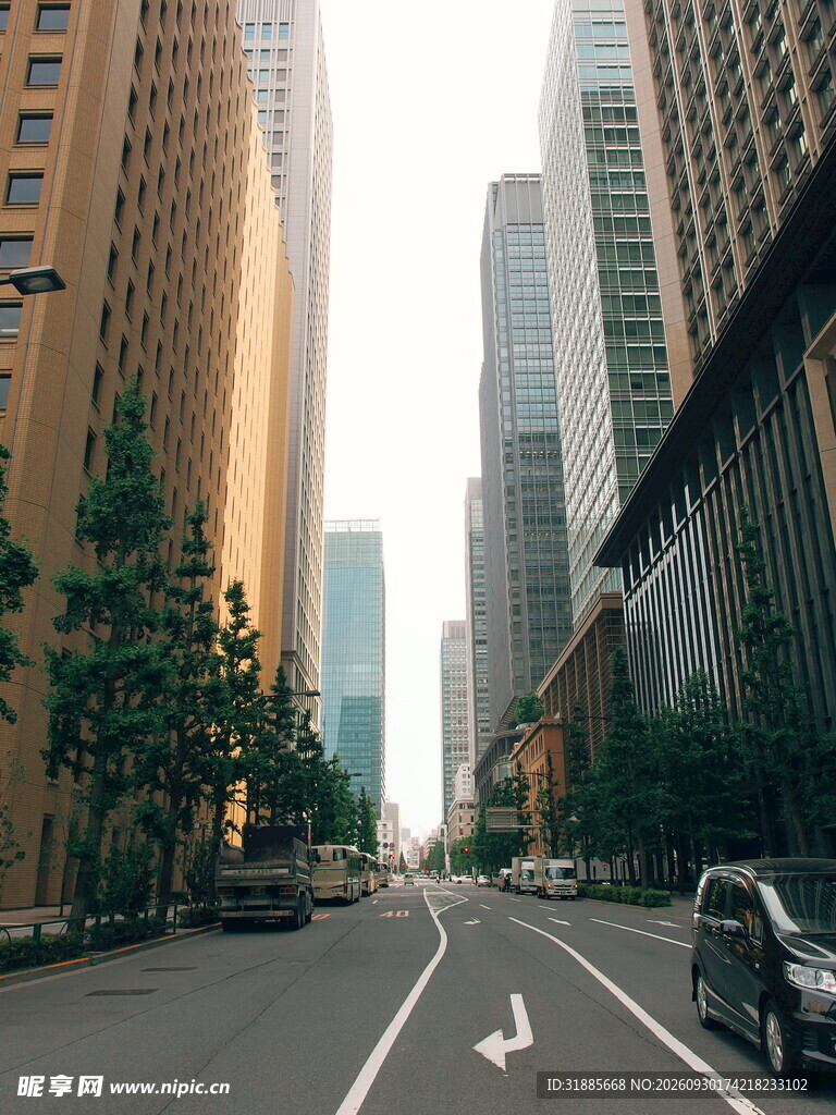 城市核心区街道街景