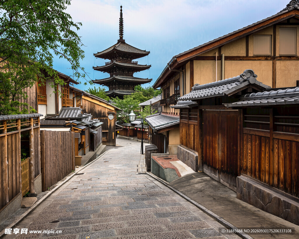 京都古街五重塔风光