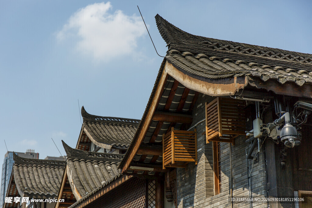 中式古建翘角屋檐