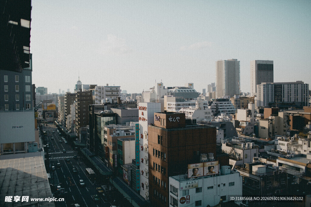 城市高空俯瞰街景