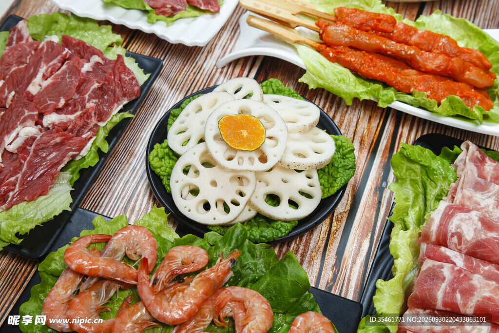 火锅烤肉食材组合