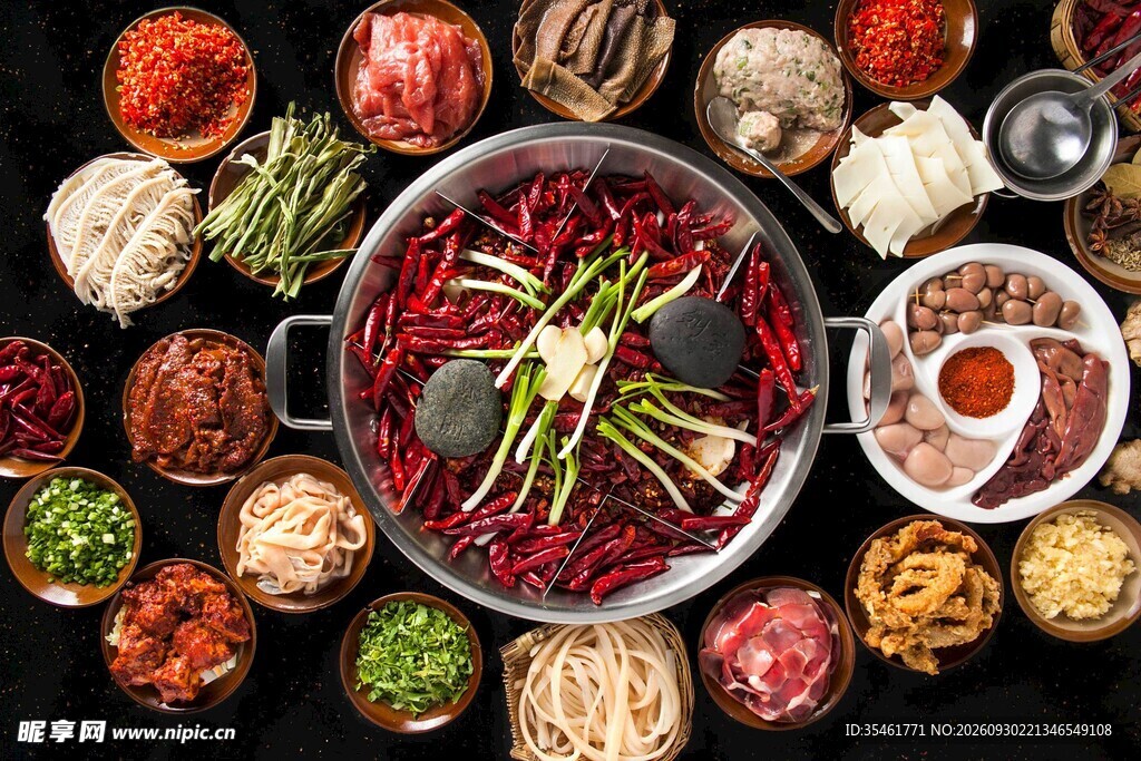麻辣红油火锅食材组合