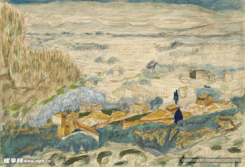 印象派海岸风景油画