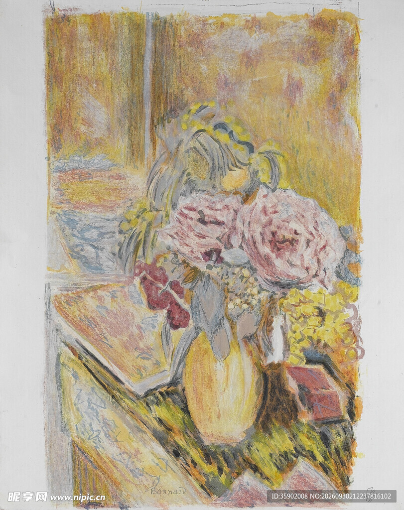 印象派瓶花静物油画