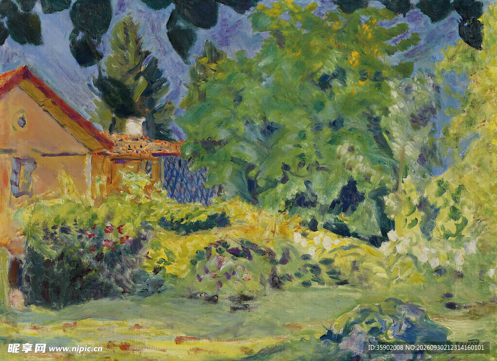 乡村小屋风景油画