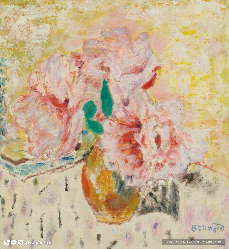 瓶花印象派静物油画