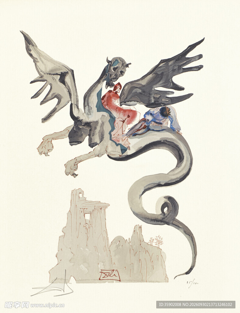 奇幻飞翼恶魔手绘插画