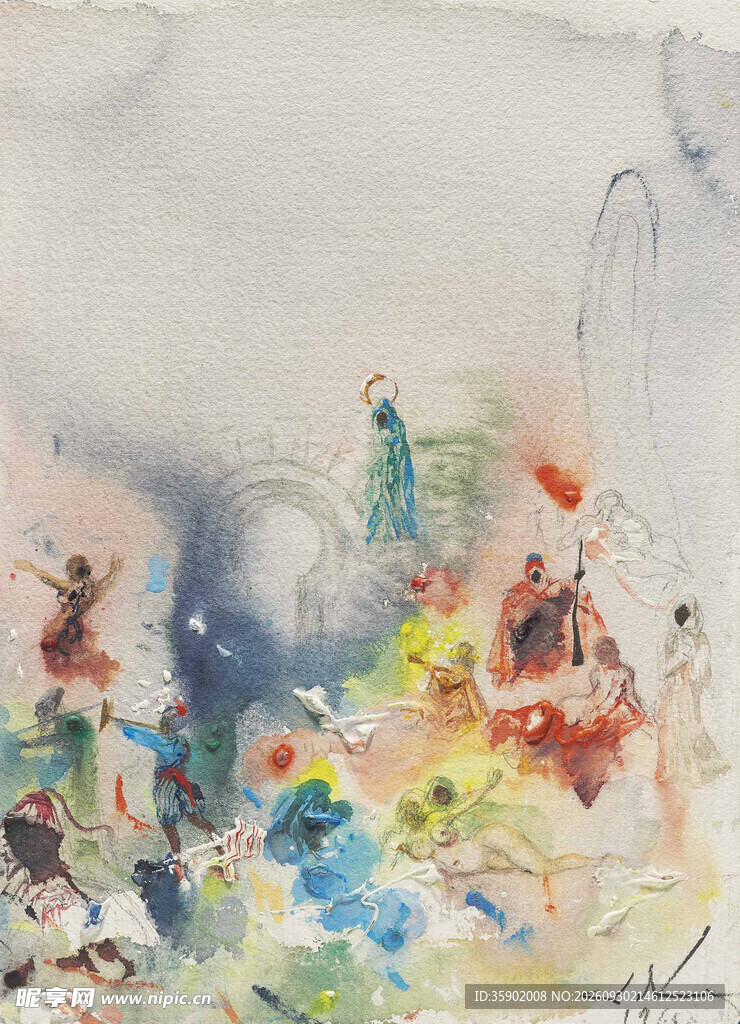 抽象写意水彩艺术画