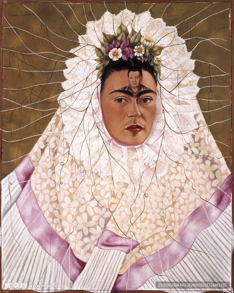 弗里达婚纱肖像油画