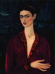 暗调红衣女子肖像油画