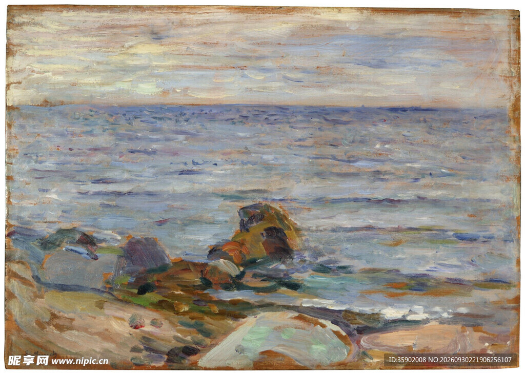 海岸风景印象派油画