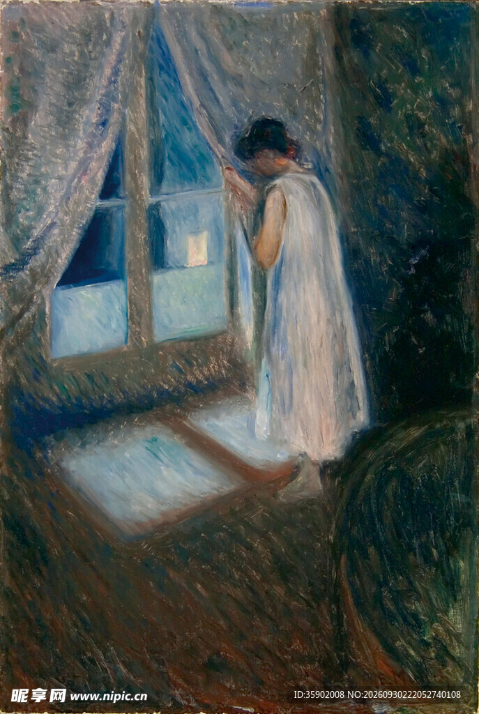 窗边少女古典油画