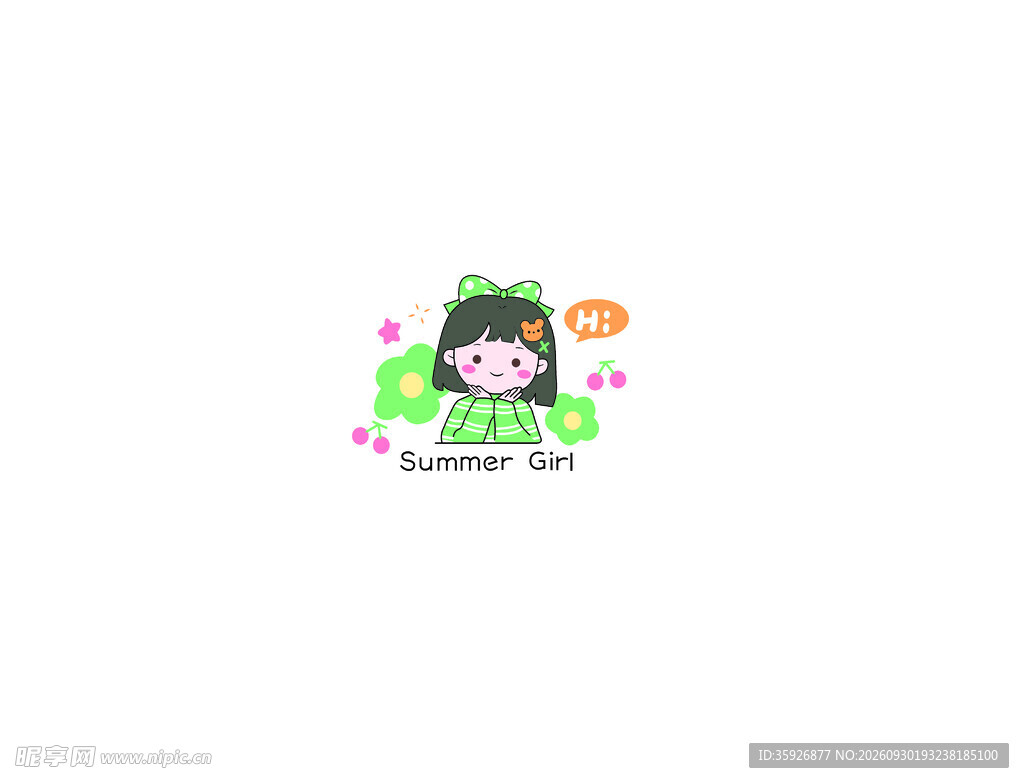 夏日萌系卡通小女孩插画
