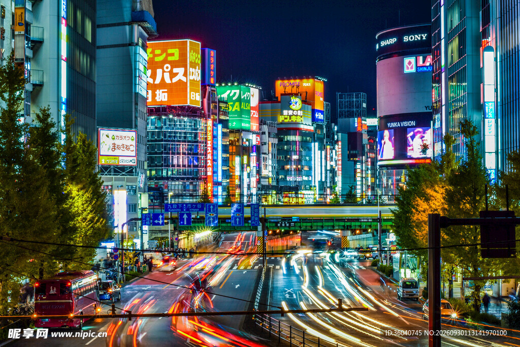 城市夜景车流光轨