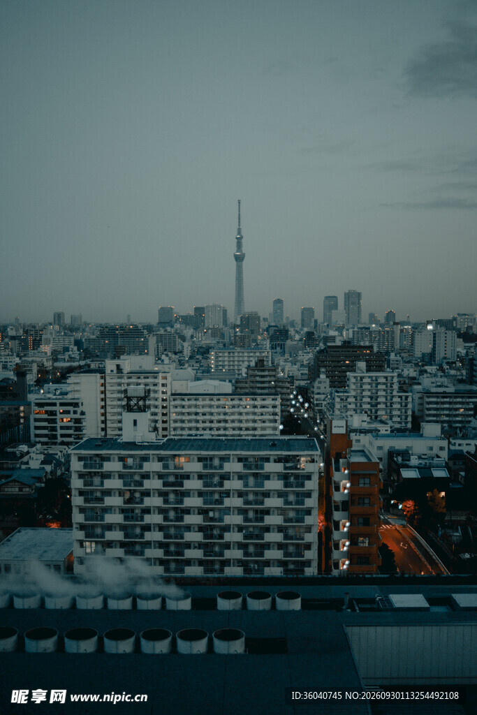 朦胧城市天际线