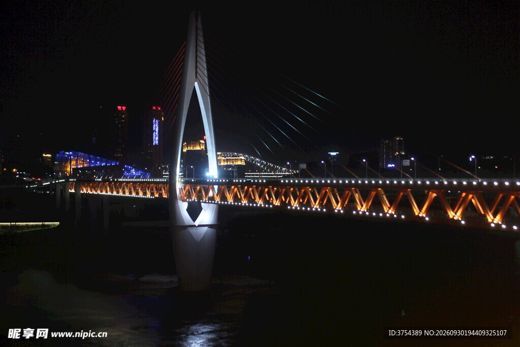 跨江大桥璀璨夜景 重庆