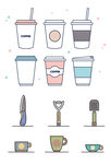手绘咖啡饮品器具合集