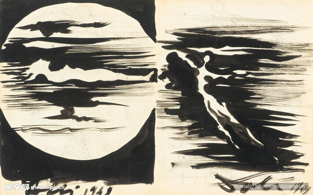 望月抽象木刻版画