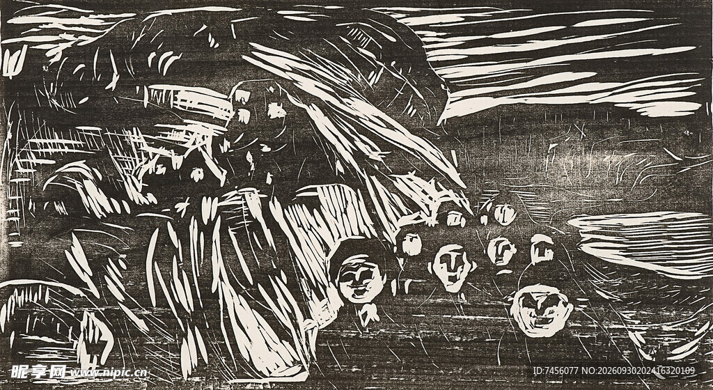 黑白复古风景版画