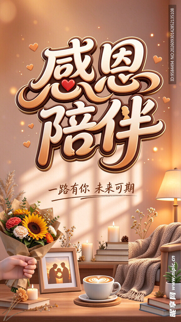 周年庆感恩陪伴温馨海报