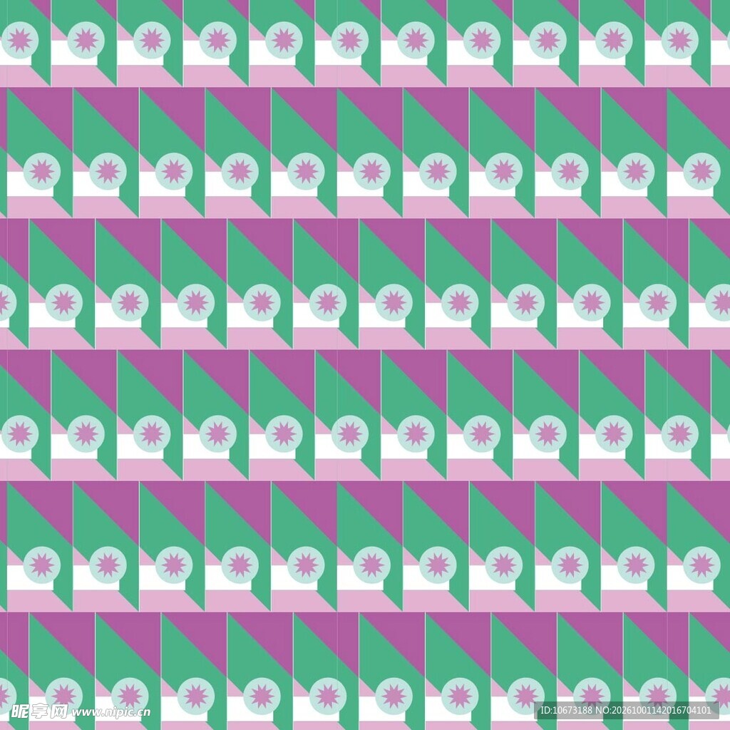 粉绿几何无缝重复图案