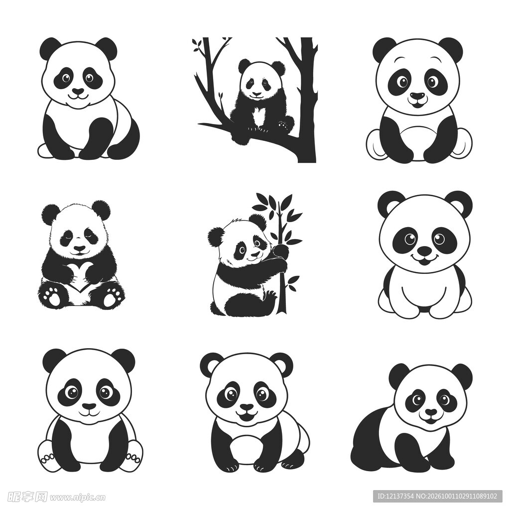 熊猫图案合集