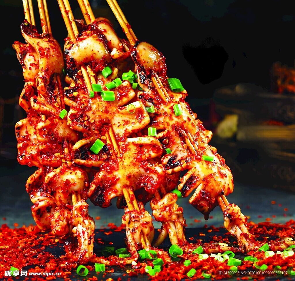 特色香辣烤鱿鱼串