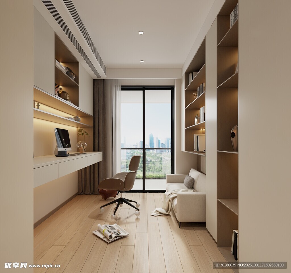 现代轻奢书房装修效果图