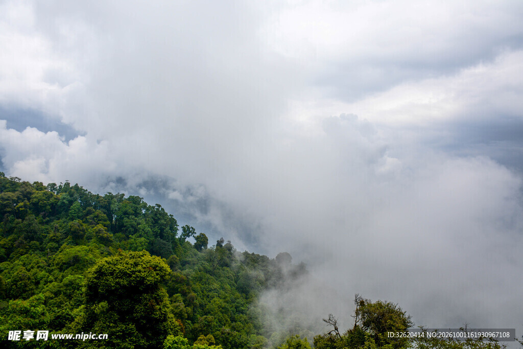 雾绕青山自然风景