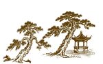 古松凉亭国风图案