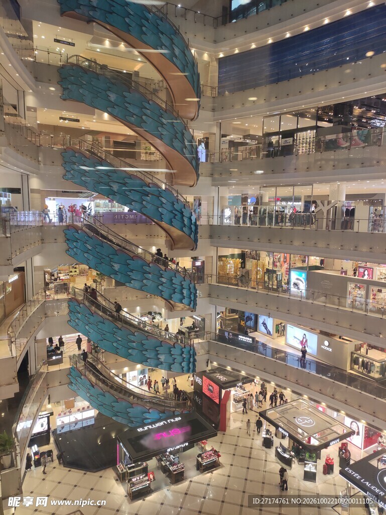 大型商场中庭全景