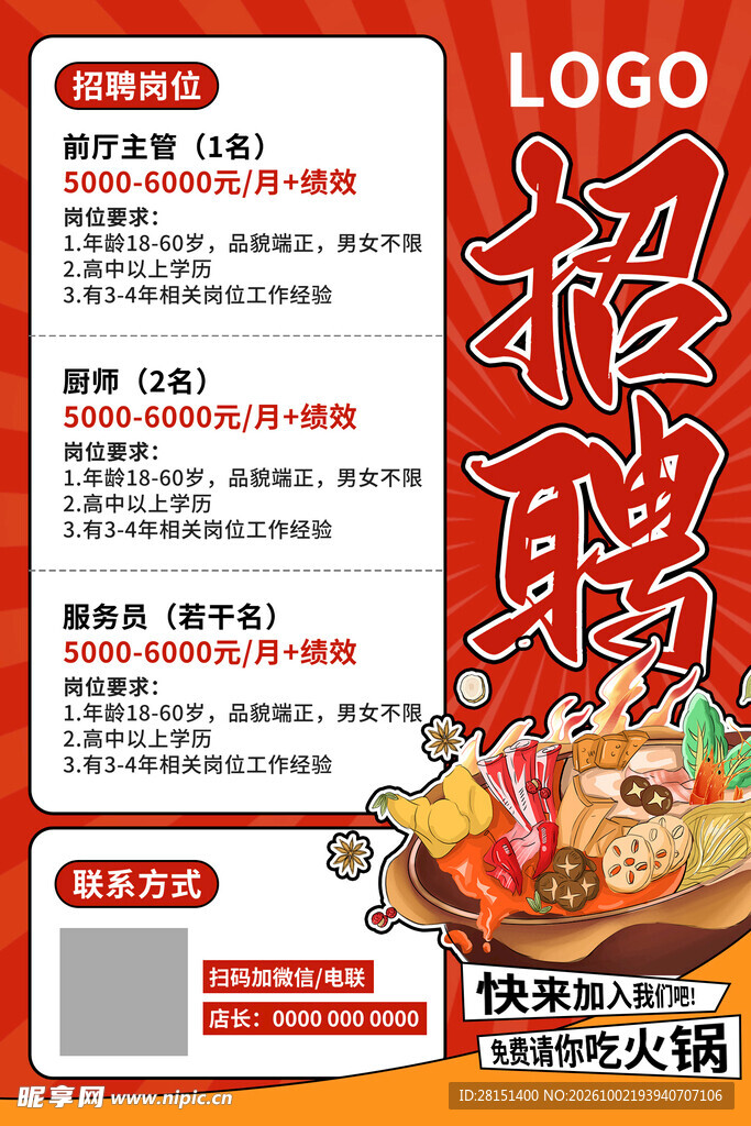 火锅店招聘