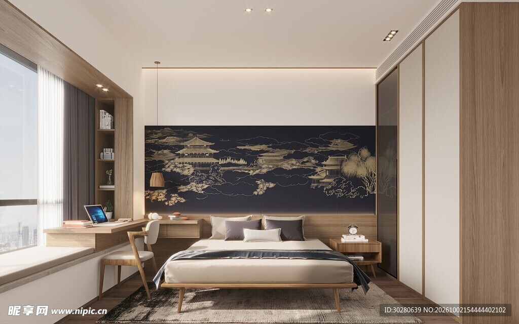 新中式雅致卧室空间