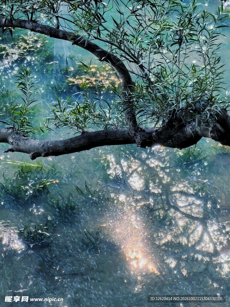 水面树影清新小景