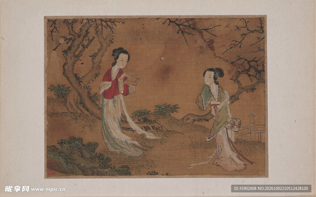 仕女游园古画