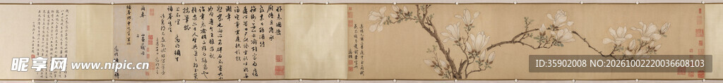 古代水墨梅花长卷