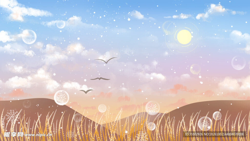 晴日金色田野美景