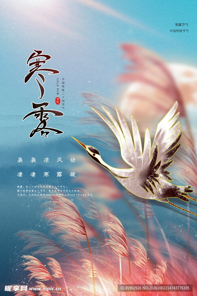 冬至国风仙鹤海报